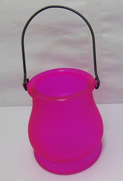 10Pcs Fuschia Frosted Hanging Glass Tea Light Holder Wedding - Click Image to Close